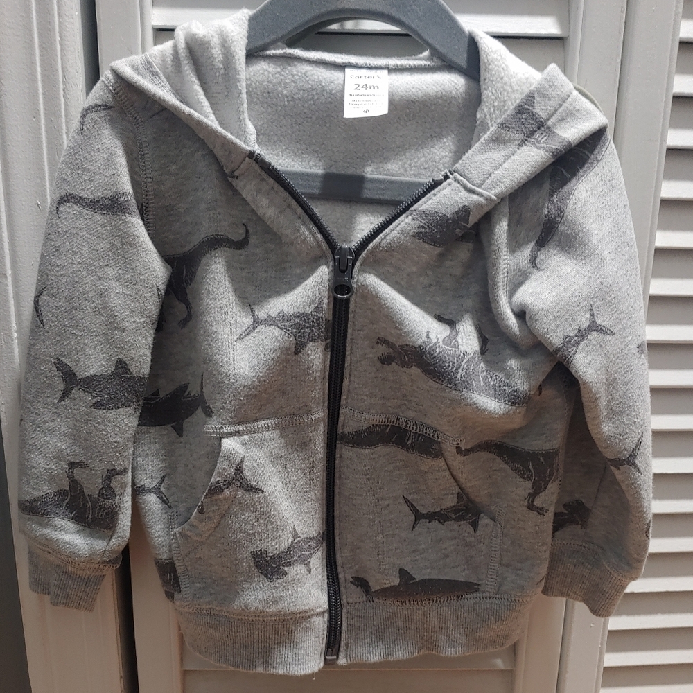 Carter's Gray Shark Print Kids Hoodie / Size 2t